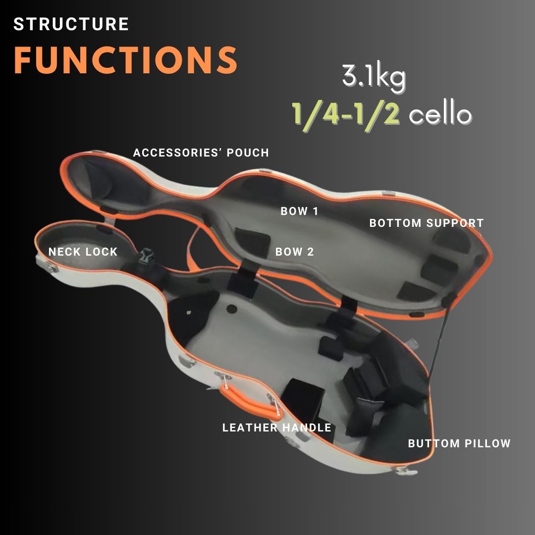 JML CL9 Mini Carbon Fiber Cello Case for 1/4-1/2 Cellos