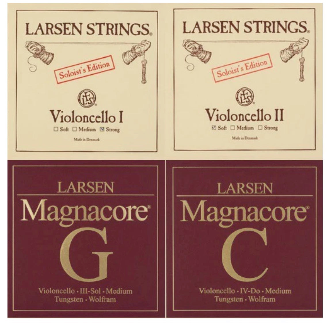 Larsen Original Soloist A+D & Magnacore G+C Cello String Set